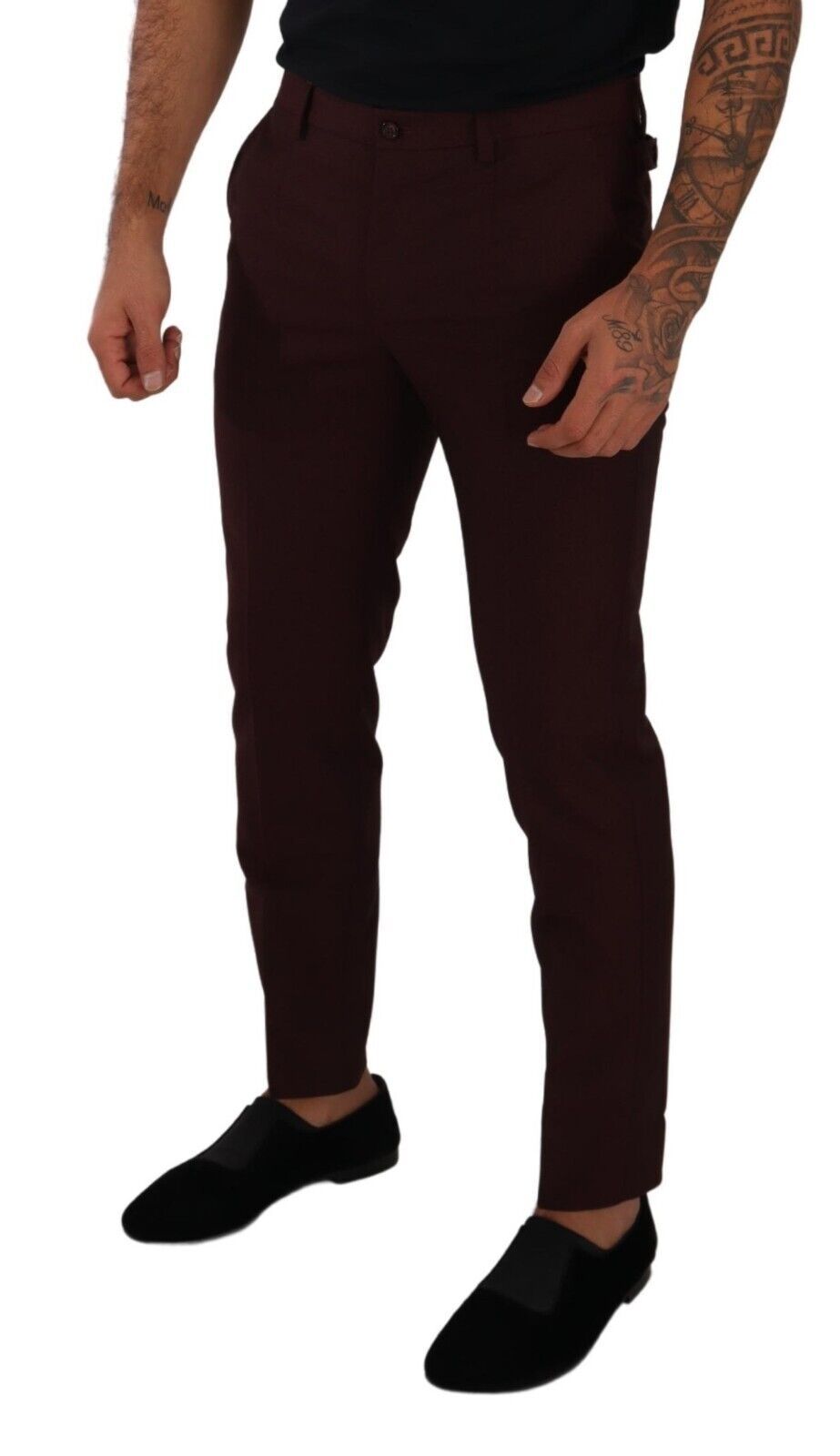 Dolce & Gabbana Maroon Slim Fit Dress Pants