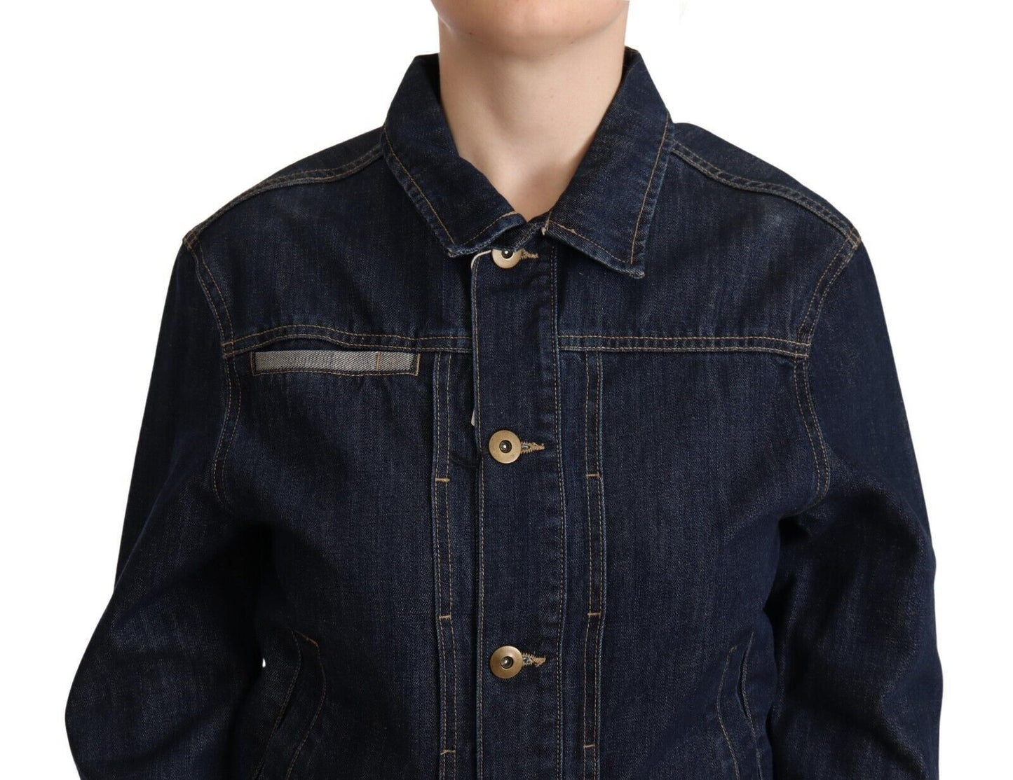 Master Coat Dark Blue Button Down Long Sleeves Denim Jacket