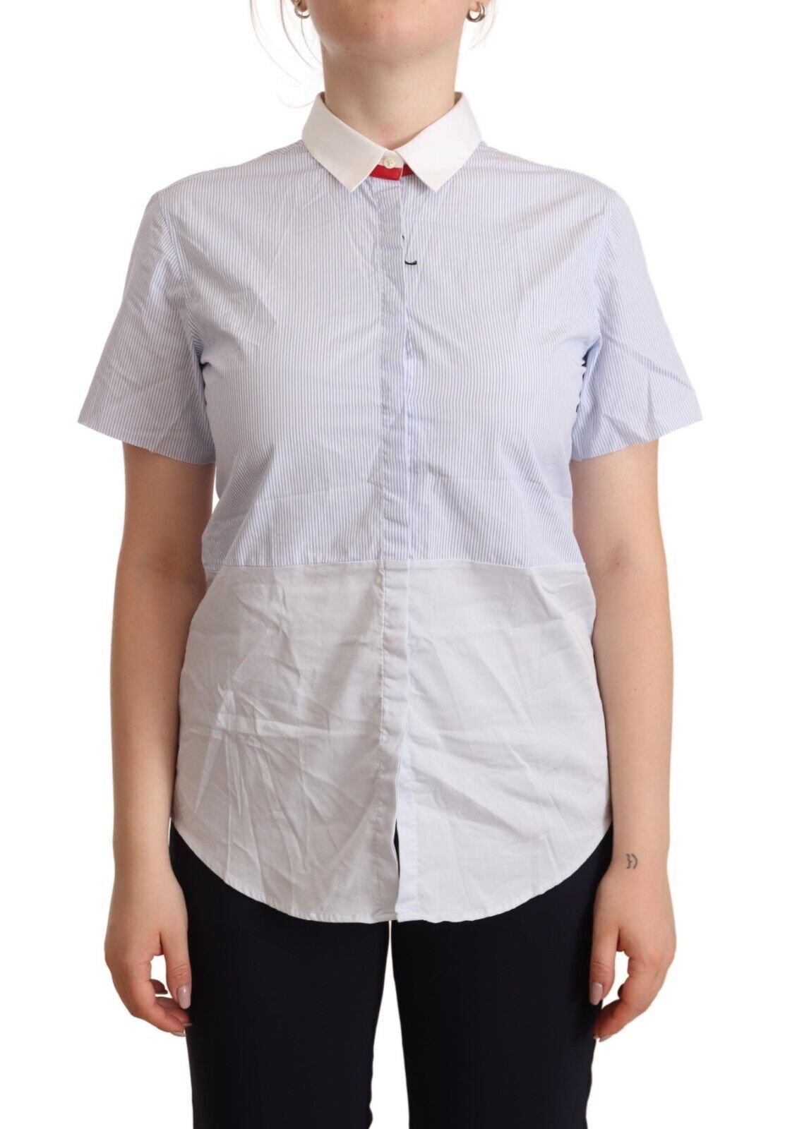 AGLINI Chic Light Blue Polished Cotton Polo Top