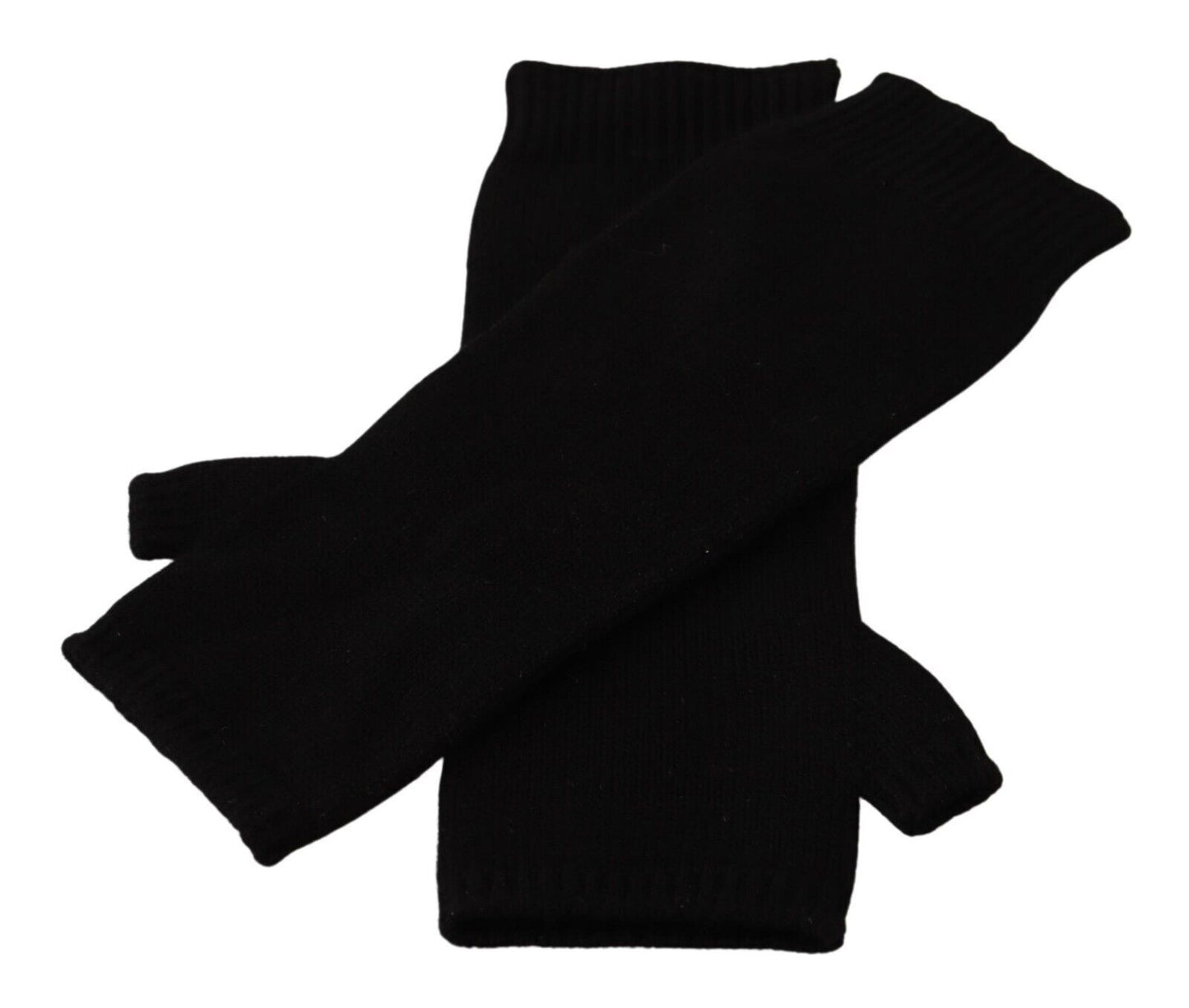 Dolce & Gabbana Black Knitted Fingerless Elbow Length Gloves