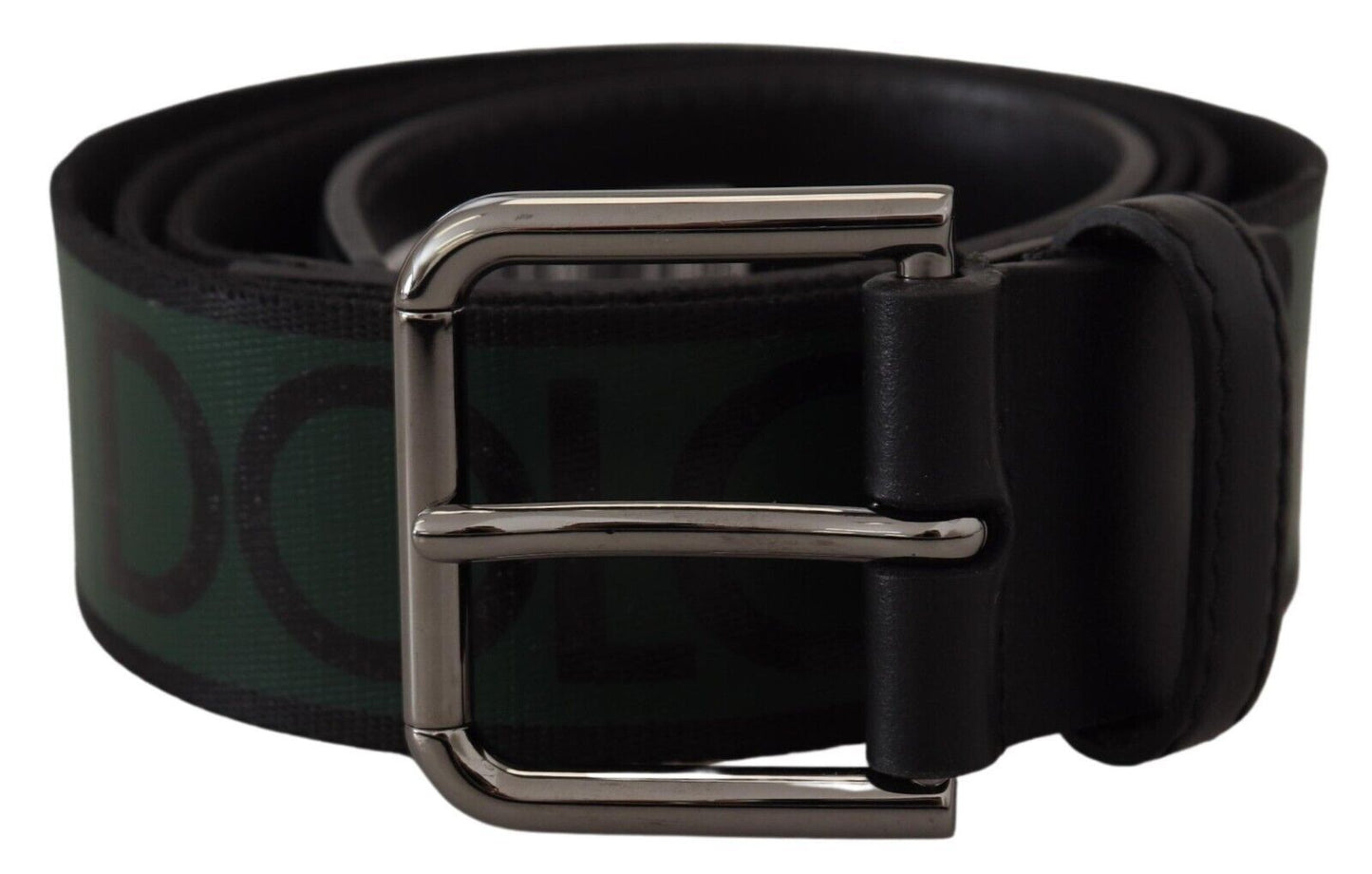 Dolce & Gabbana Chic Black and Green Designer Belt with DG Logo