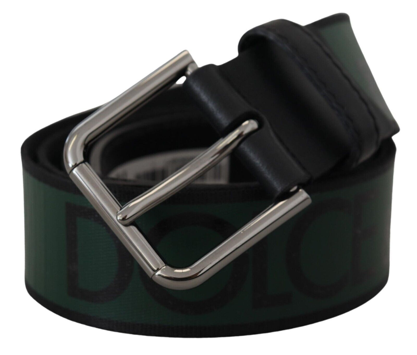 Dolce & Gabbana Chic Black and Green Designer Belt with DG Logo