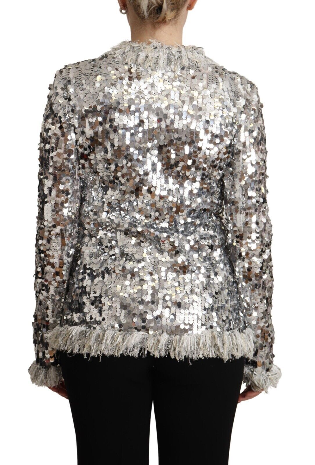 Dolce & Gabbana Chic Silver Sequined Jacket Coat