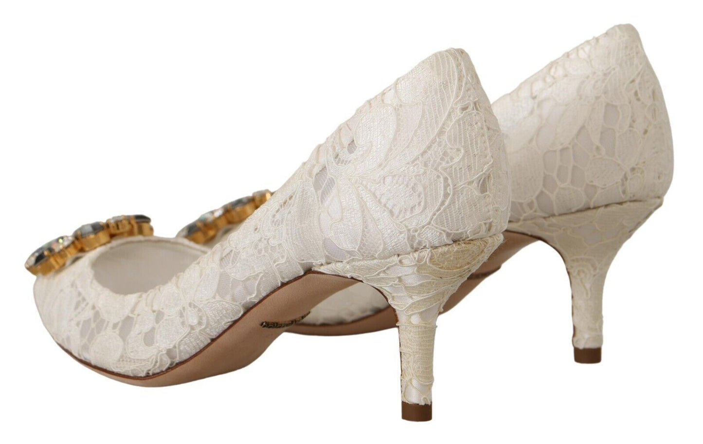 Dolce & Gabbana Elegant Lace Heels with Crystal Accents