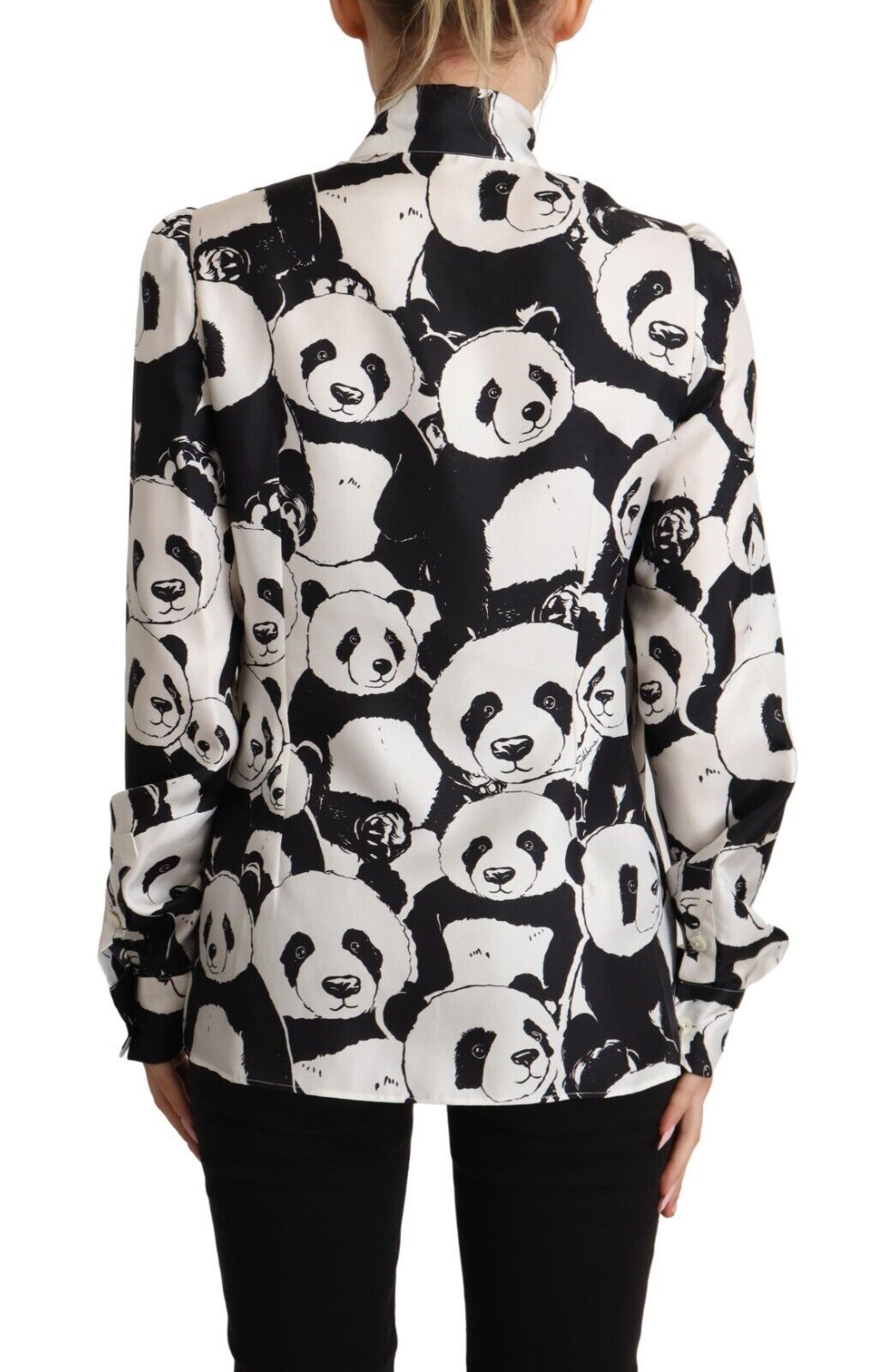 Dolce & Gabbana Chic Panda Print Silk Blouse