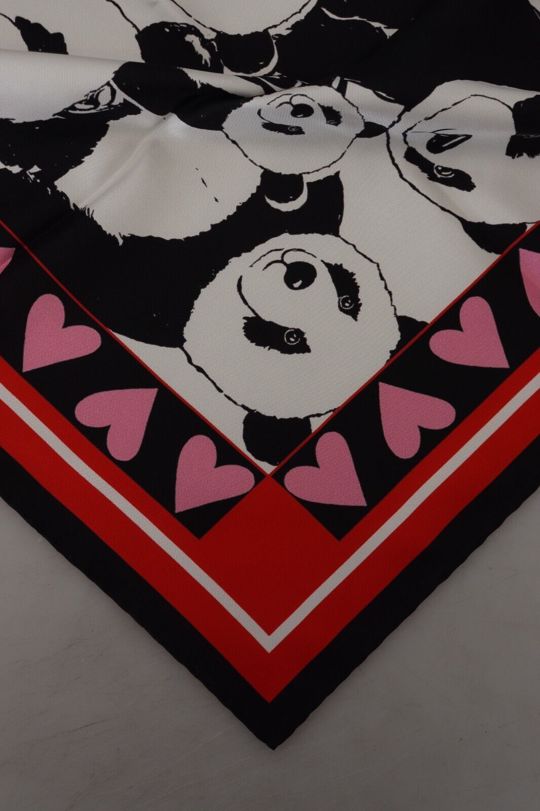 Dolce & Gabbana Multicolor Panda Print Silk Shawl Wrap Scarf