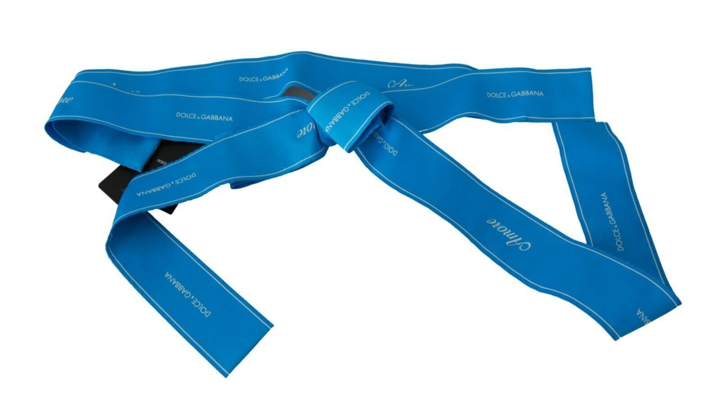 Dolce & Gabbana Blue Waist Ribbon Wide Bow Belt