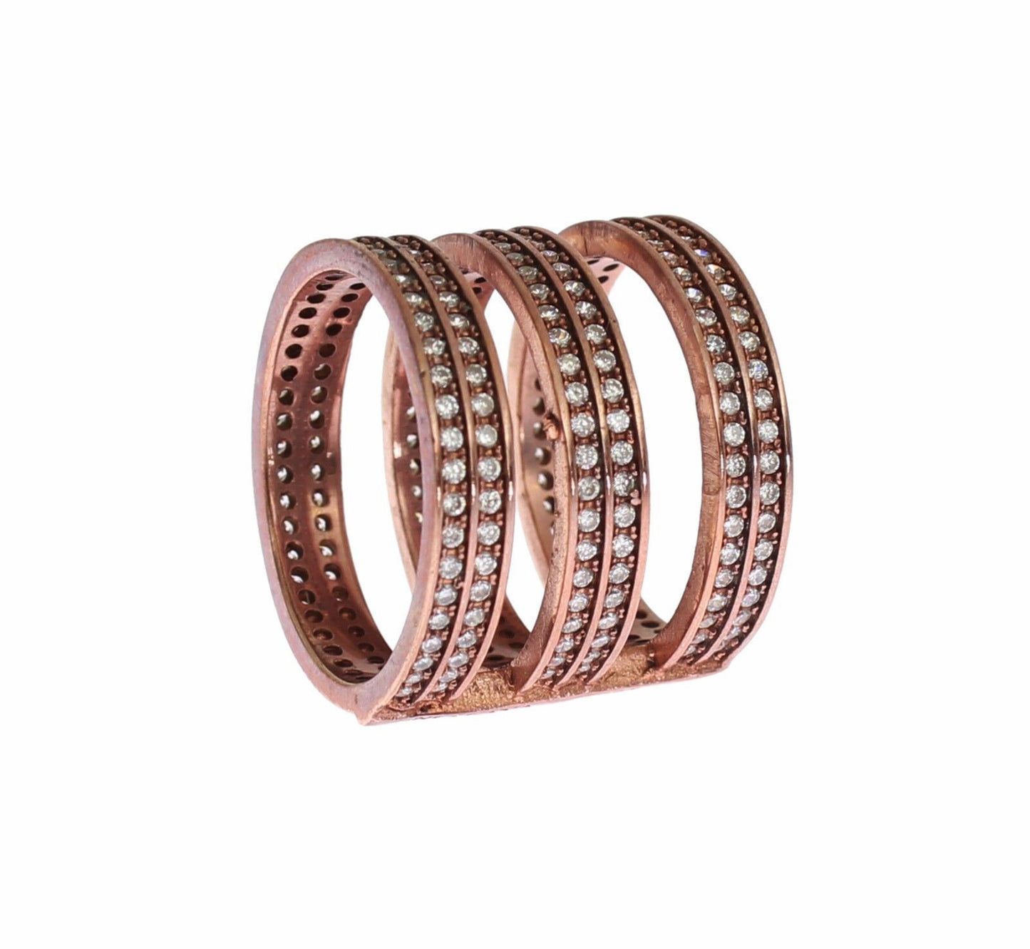 Nialaya Dazzling Pink Gold Plated CZ Crystal Ring