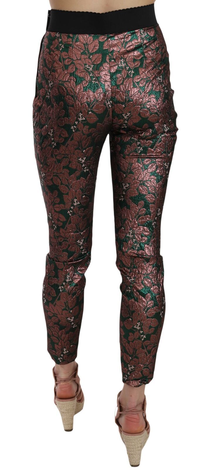 Dolce & Gabbana Multicolor Iridescent Brocade Jacquard Trousers Crop Pants