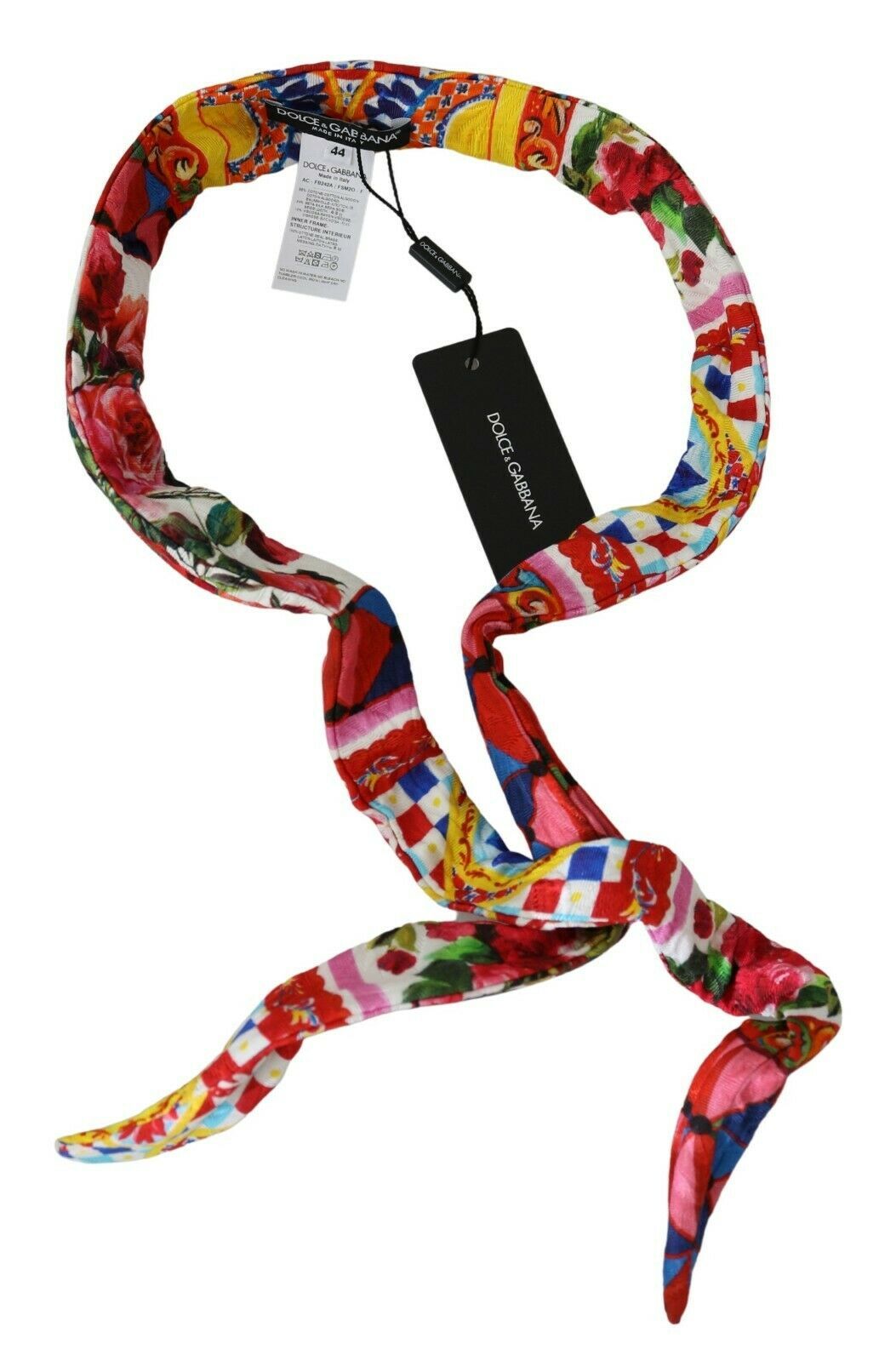 Dolce & Gabbana Multicolor Silk Cotton Carretto Rose Pattern Wrap Belt