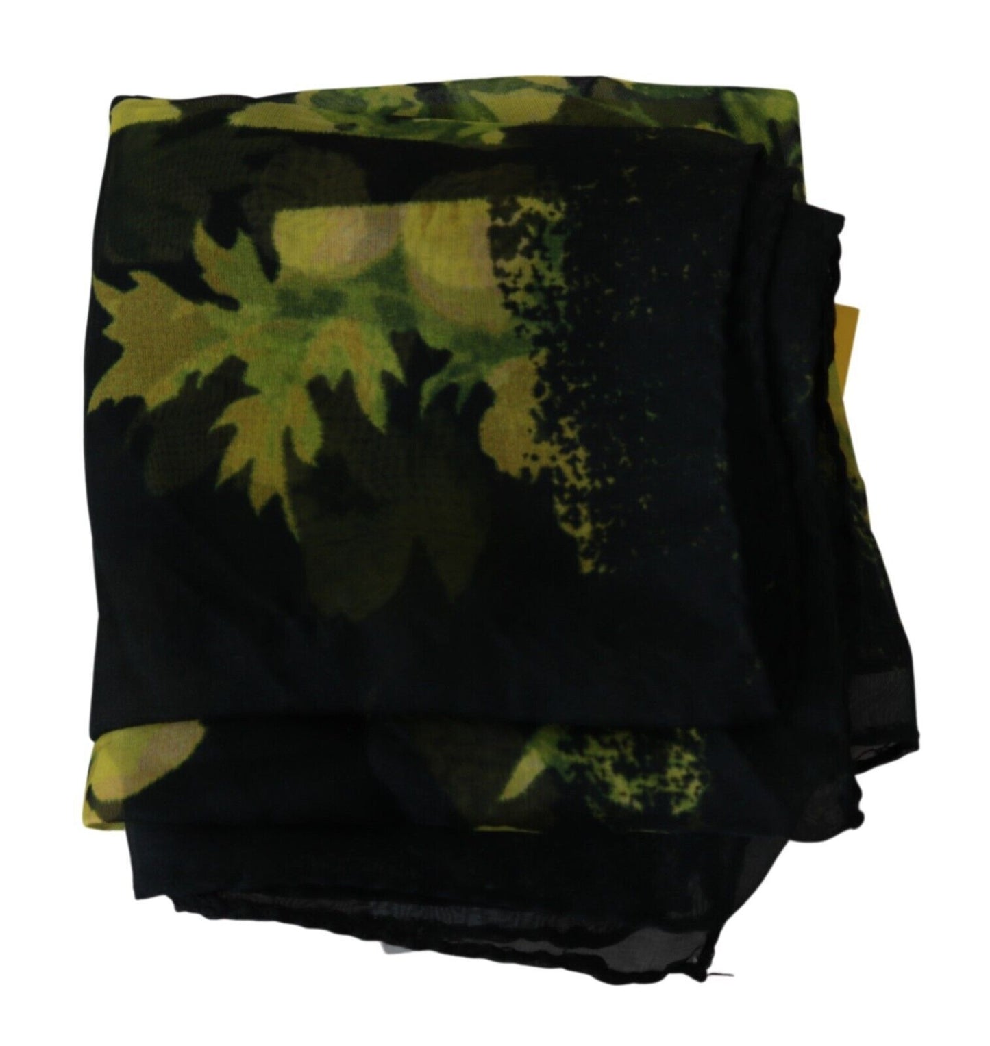 GF Ferre Black Yellow Floral Wrap Shawl Foulard Scarf