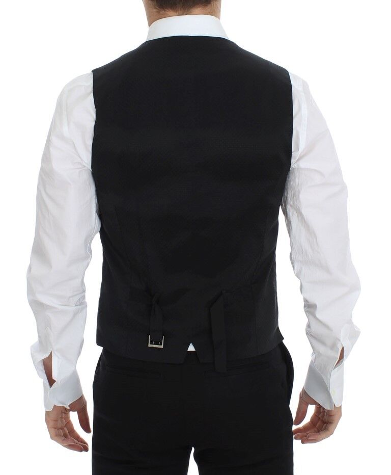 Dolce & Gabbana Black Wool Silk Stretch Dress Vest Blazer