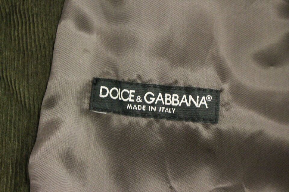 Dolce & Gabbana Green Corduroys Single Breasted Vest