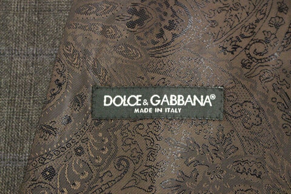 Dolce & Gabbana Brown Check Wool Single Breasted Vest