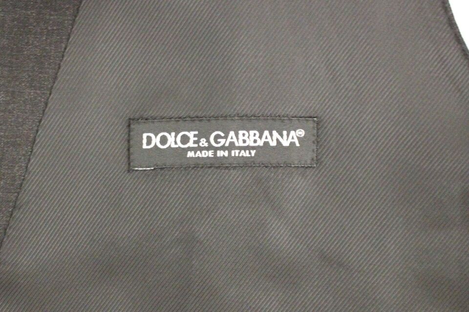 Dolce & Gabbana Gray Slim Fit Button Front Dress Formal Vest