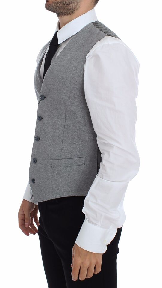 Dolce & Gabbana Gray Cotton Stretch Dress Vest Blazer