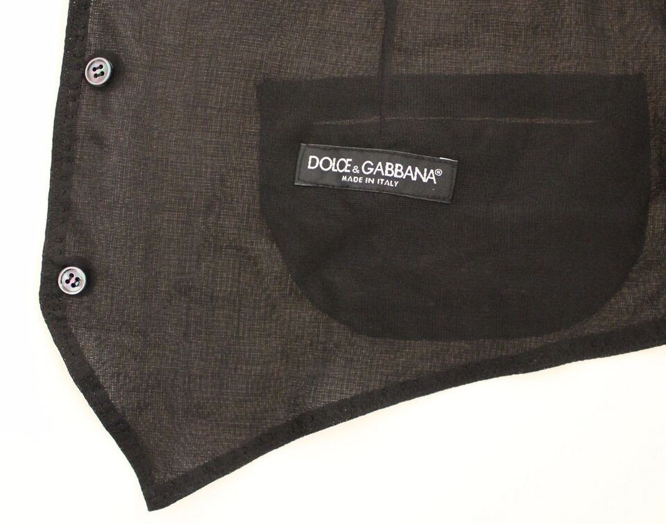 Dolce & Gabbana Black Wool Formal Dress Vest Gilet Jacket