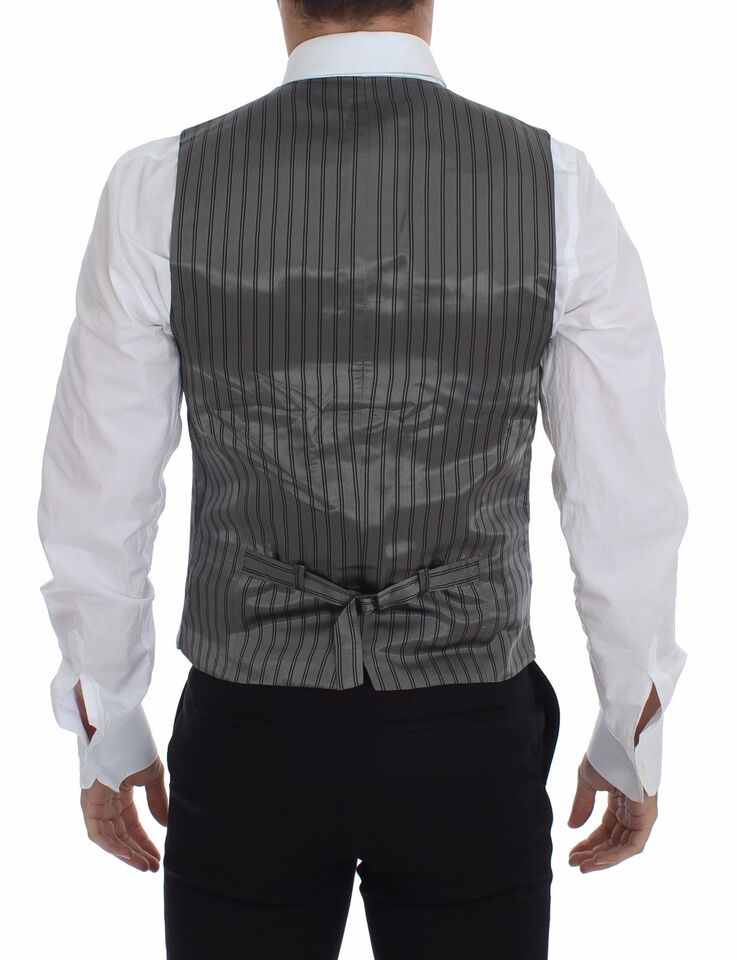 Dolce & Gabbana Gray Cotton Stretch Dress Vest Blazer