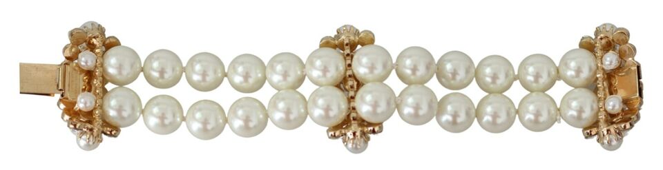 Dolce & Gabbana Elegant Faux-Pearl Crystal Bracelet