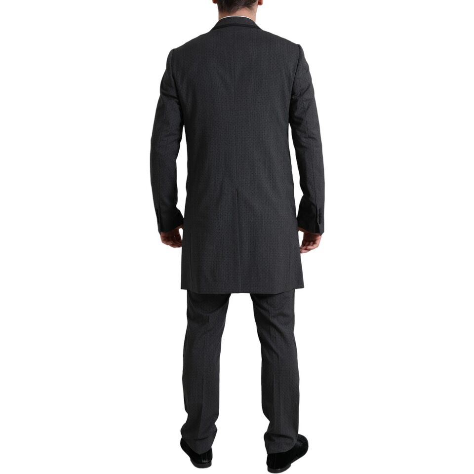 Dolce & Gabbana Gray Wool Long 3 Piece Two Button Suit