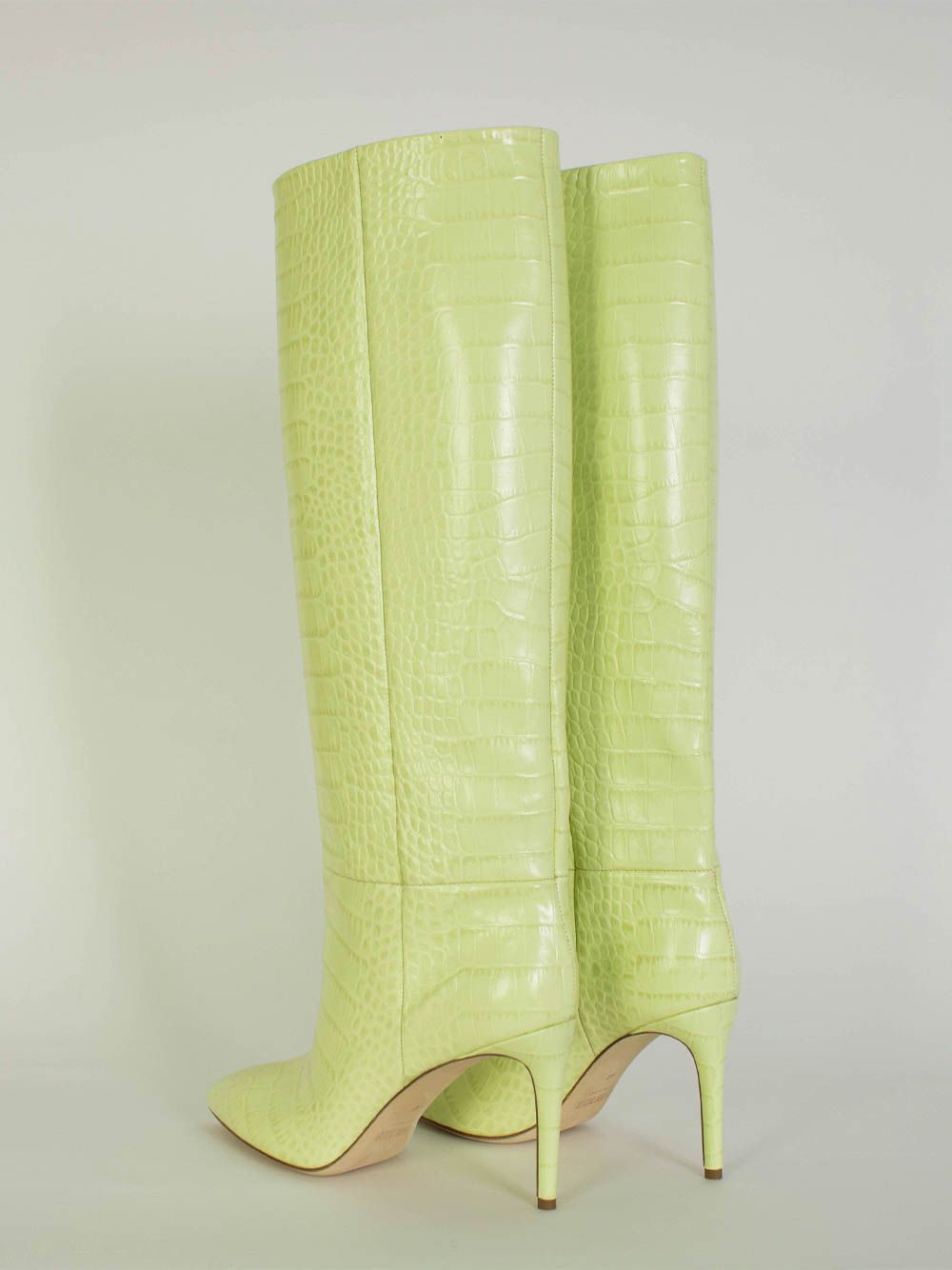 Paris Texas Elegant Lime Croco Leather High Stiletto Boots