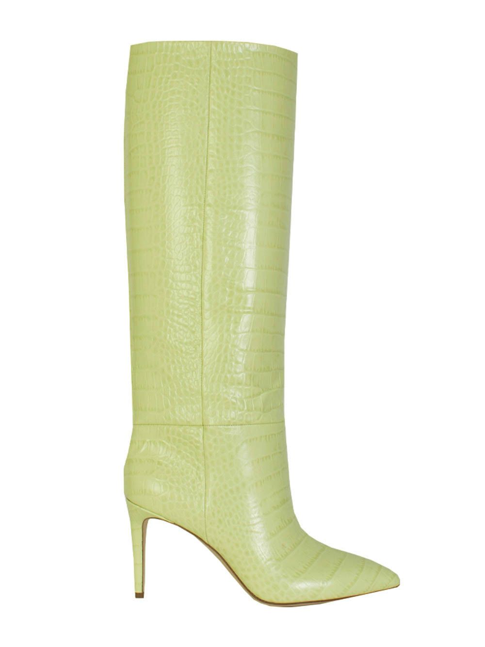 Paris Texas Elegant Lime Croco Leather High Stiletto Boots