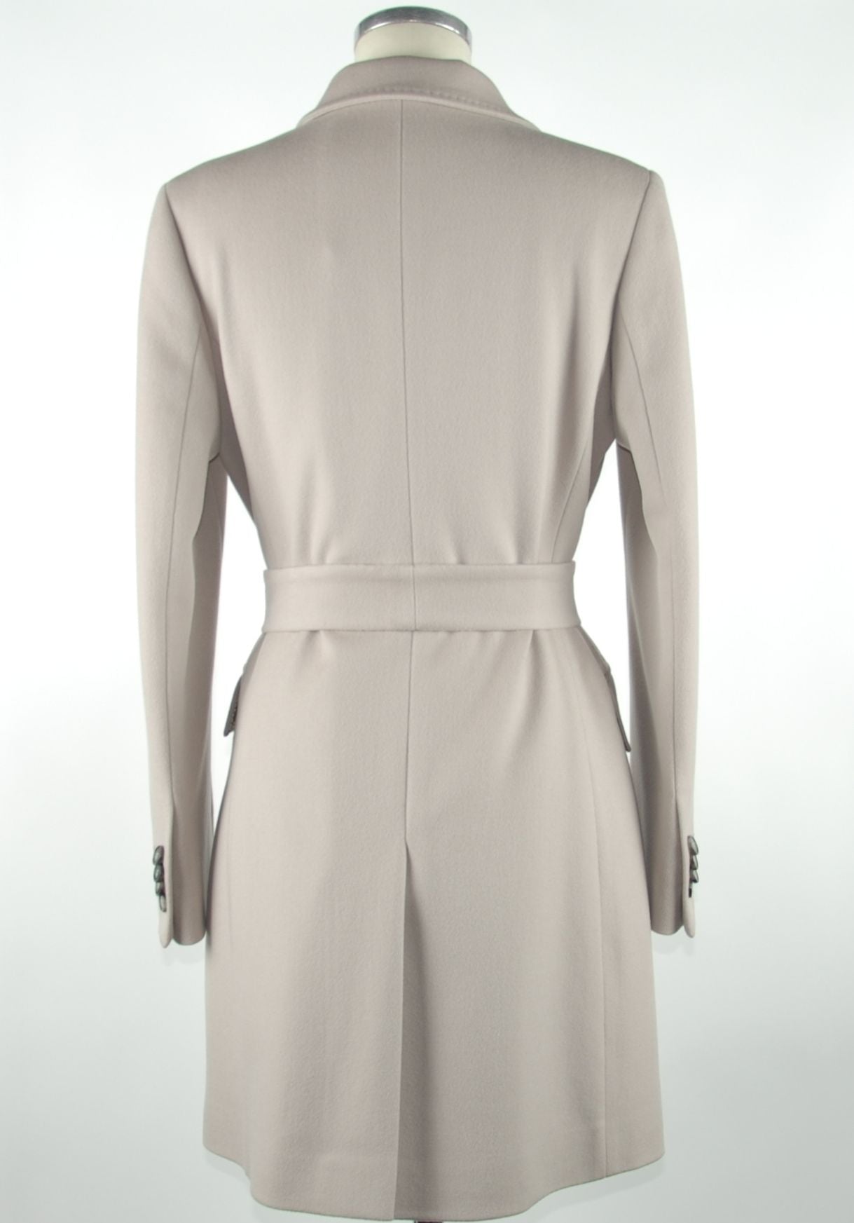 Made in Italy Elegant Virgin Wool Gray Belted Jacket