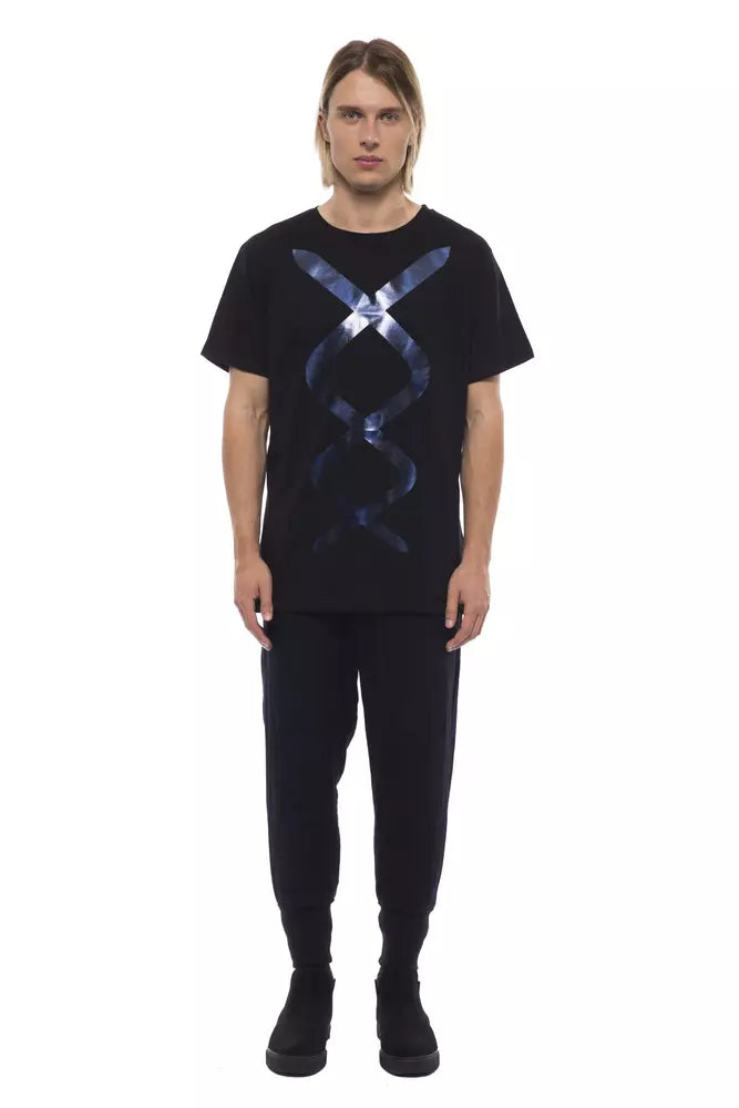 Nicolo Tonetto Elegant Black Round Neck Printed Tee
