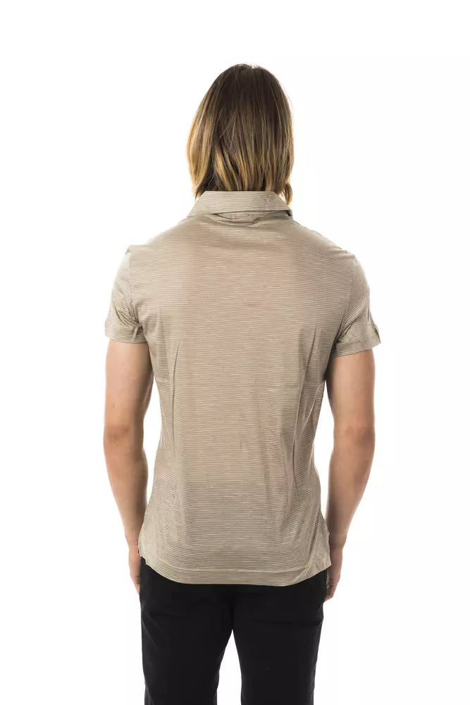 BYBLOS Elegant Striped Embroidered Polo Shirt