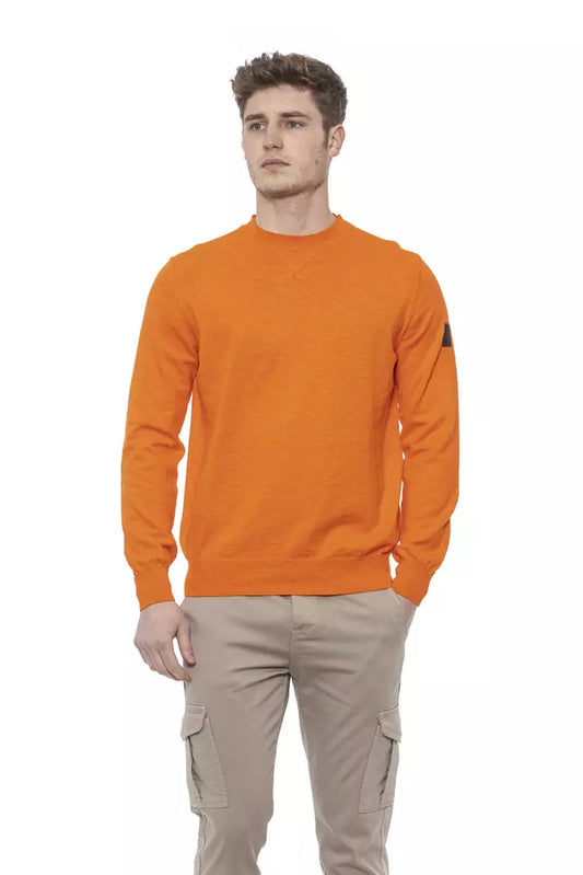 Conte of Florence Elegant Crewneck Cotton Sweater in Orange