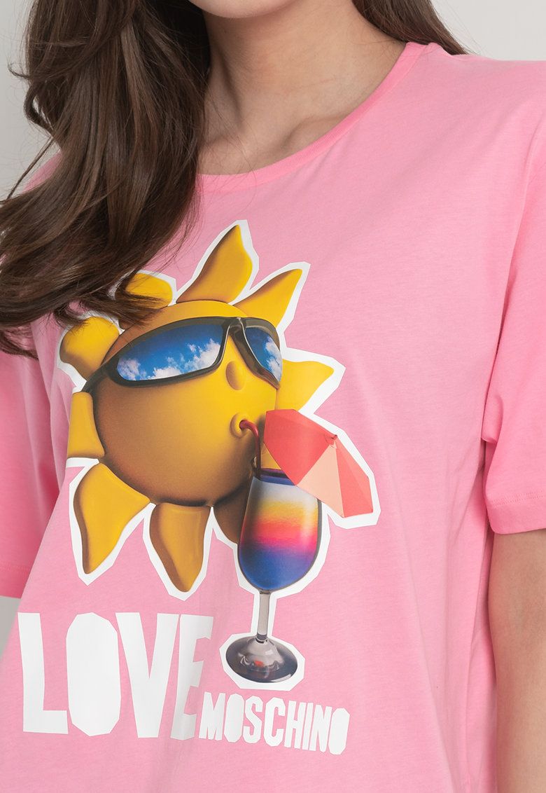 Love Moschino Chic Logo Print Stretch Cotton Tee