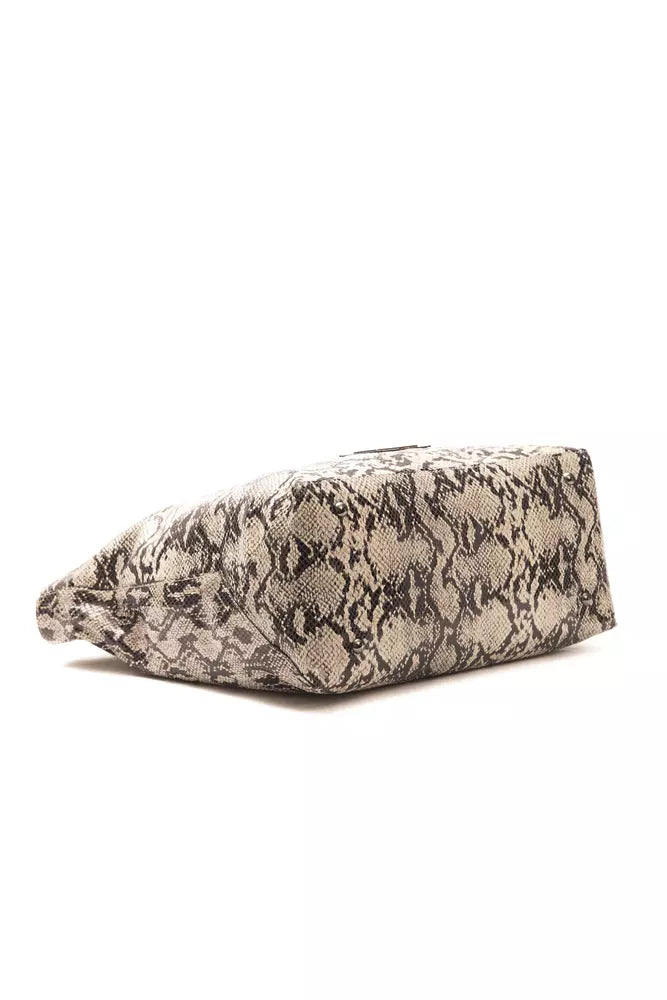 Pompei Donatella Chic Python Print Leather Shoulder Bag