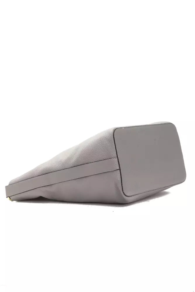 Pompei Donatella Chic Gray Leather Shoulder Bag - Adjustable Strap