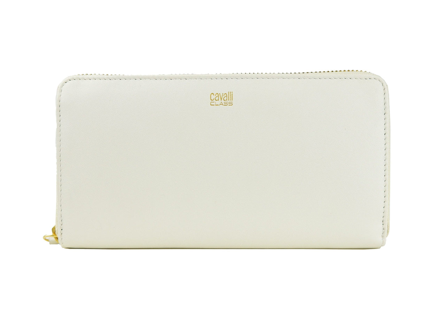 Cavalli Class Elegant White Calfskin Leather Wallet