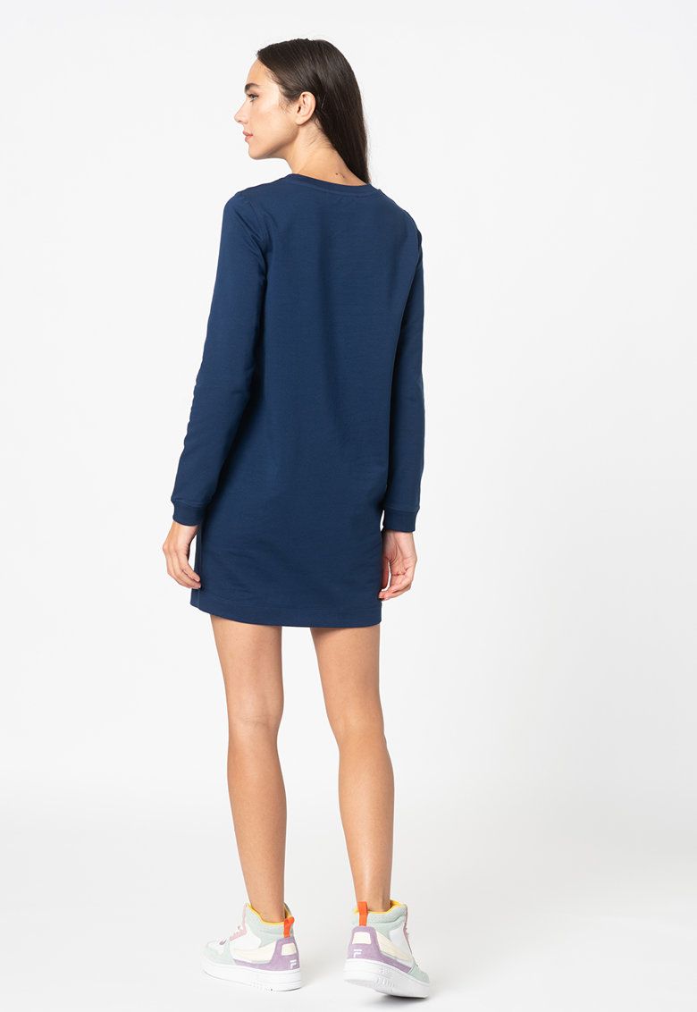 Love Moschino Chic Blue Relief Dress with Signature Design