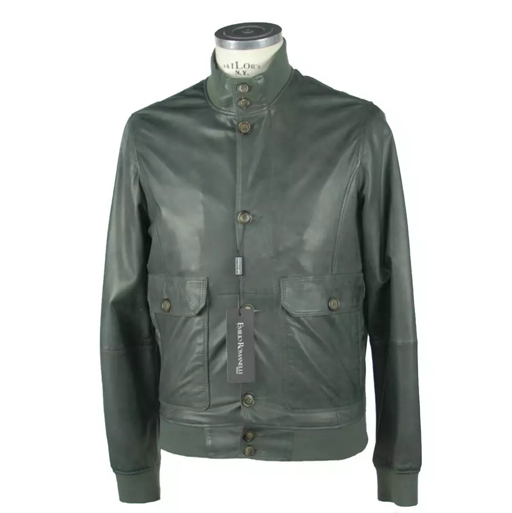 Emilio Romanelli Elegant Green Leather Jacket