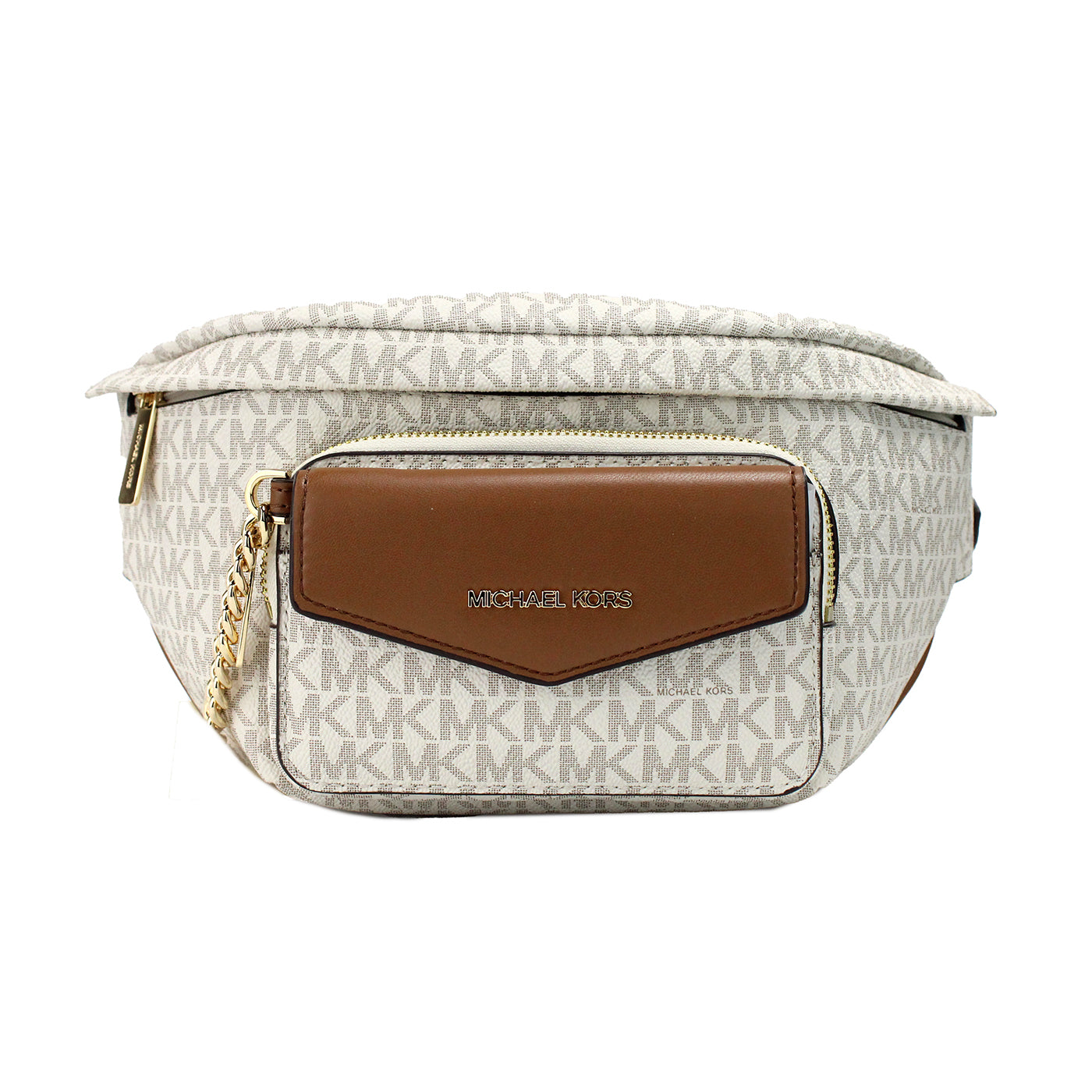 Michael Kors Maisie Large Vanilla PVC 2-n-1 Waistpack Card Case Fanny Pack Bag